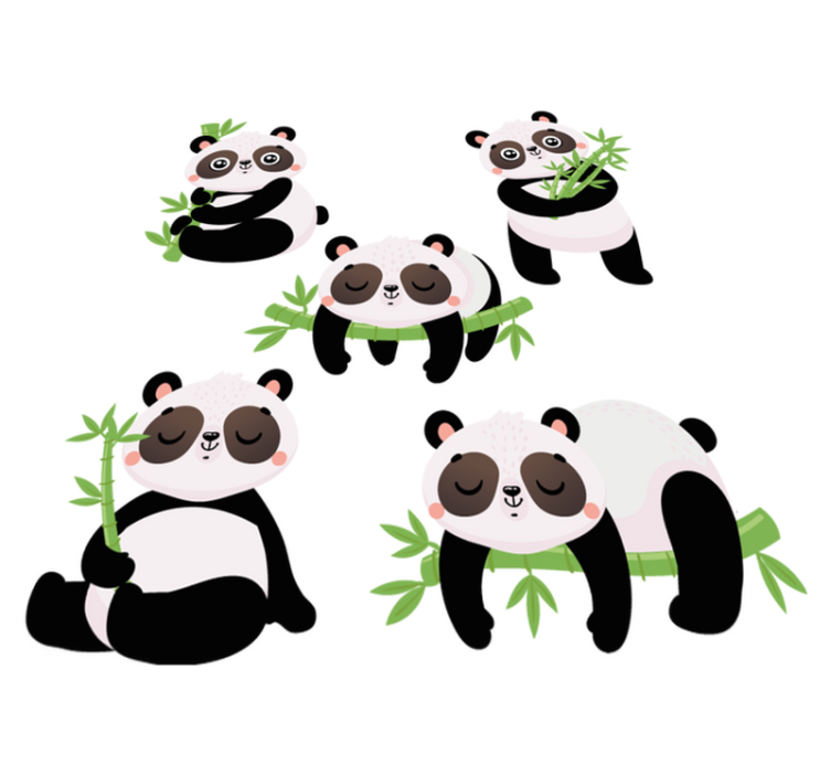 Tappeto vinile animali illustrazioni panda carine - TenStickers