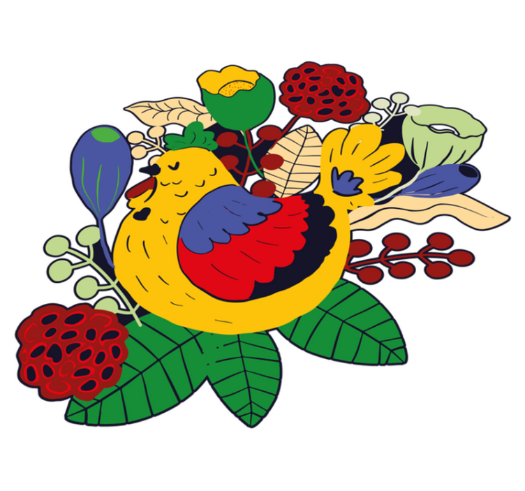 Tappeto vinile animali uccelli colorati floreali - TenStickers