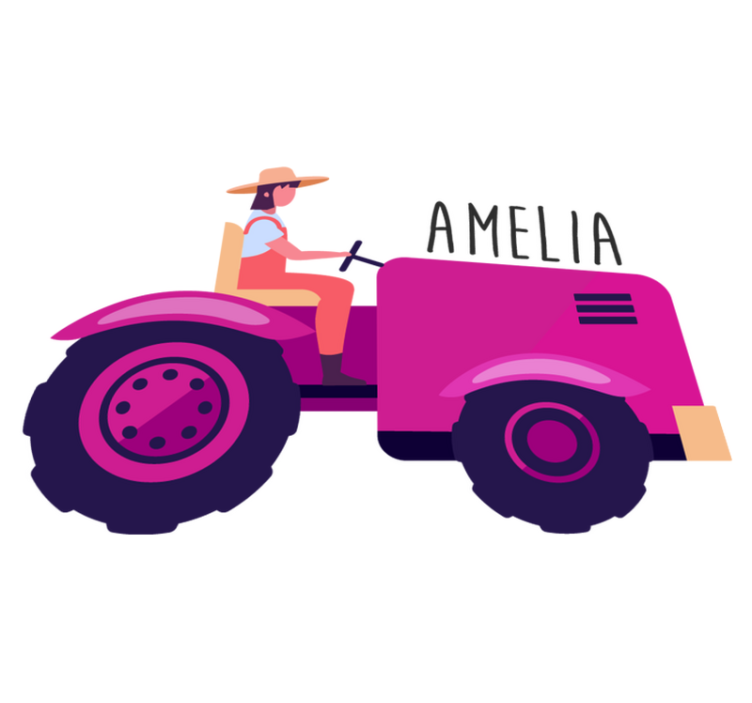 Tappeto vinile animali avventura con trattore personalizzata - TenStickers