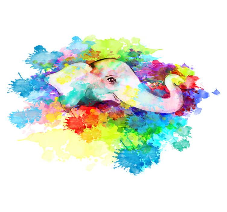Tappeto vinile animali elefante colorato splash - TenStickers