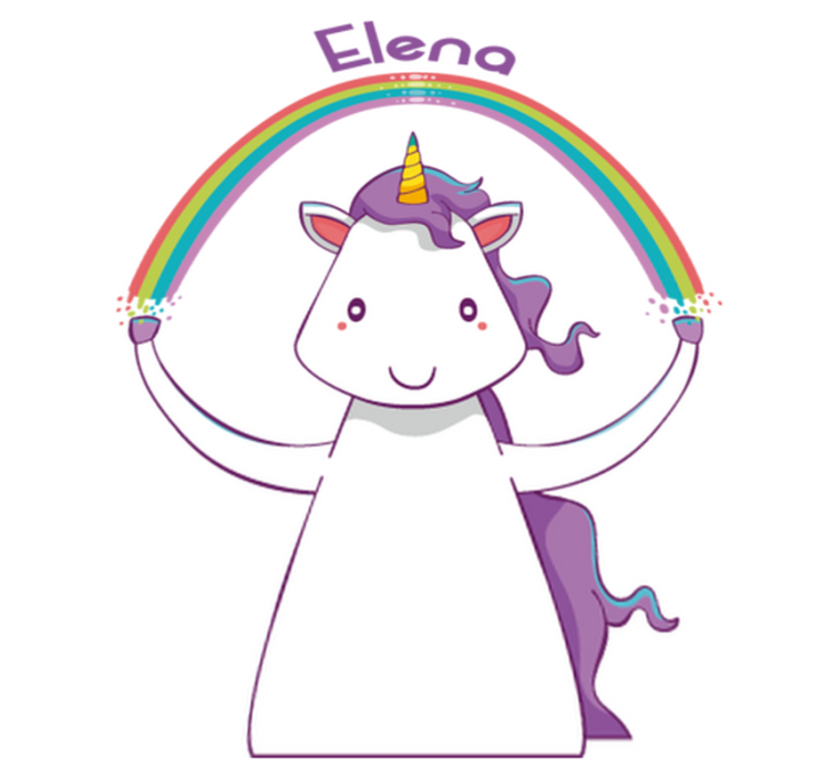 Tappeto vinile animali unicorno e arcobaleno con nome - TenStickers
