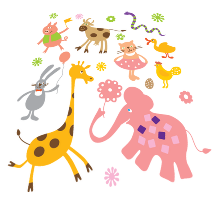 Tappeto vinile animali creature colorate - TenStickers