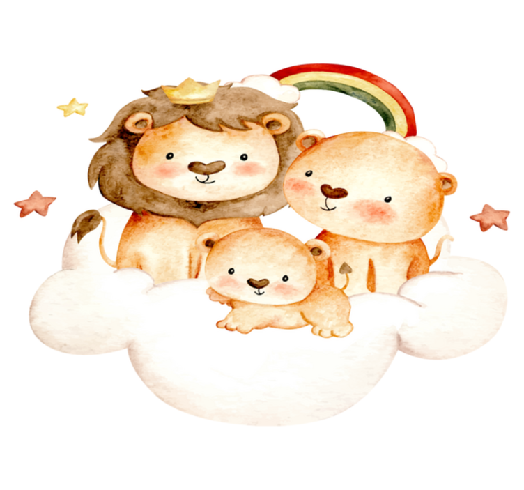 Tappeto vinile animali cuccioli con stelle e nuvole - TenStickers