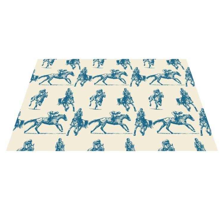 Tappeto vinile animali motivo cavalli blu e beige - TenStickers