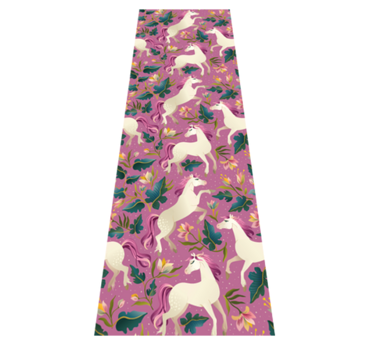 Tappeto vinile animali design cavallo floreale rosa - TenStickers
