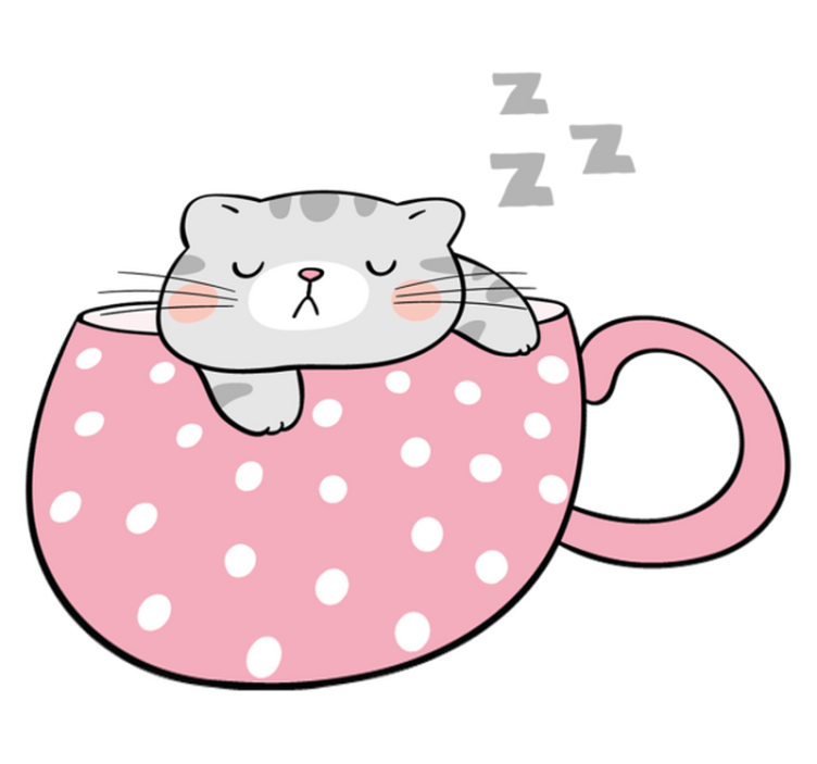 Tappeto vinile animali tazza gatta dormiente - TenStickers