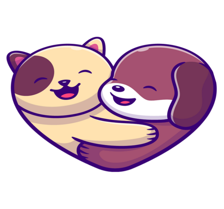 Tappeto vinile animali abbraccio di animali carini - TenStickers