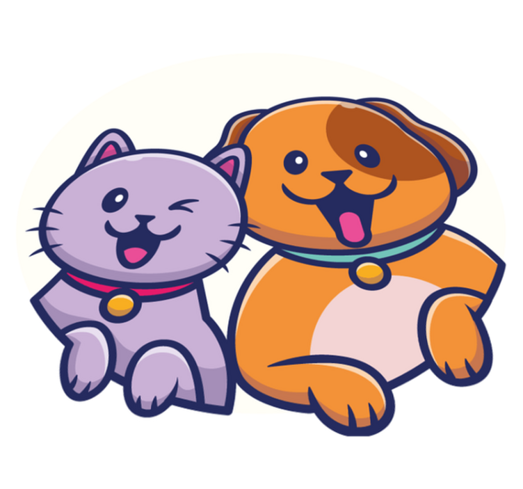 Tappeto vinile animali gatto e cane giocosi - TenStickers