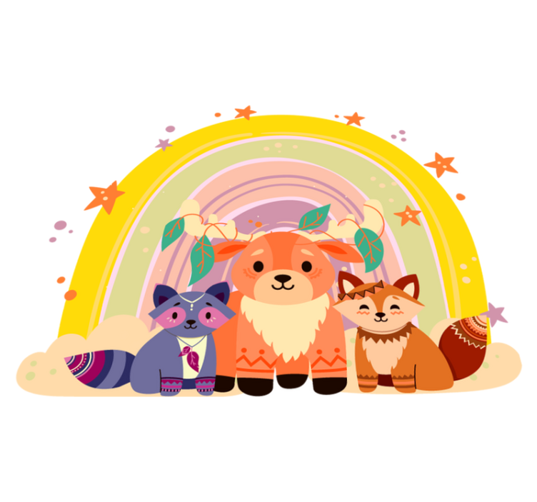 Tappeto vinile animali trio di creature incantevoli - TenStickers