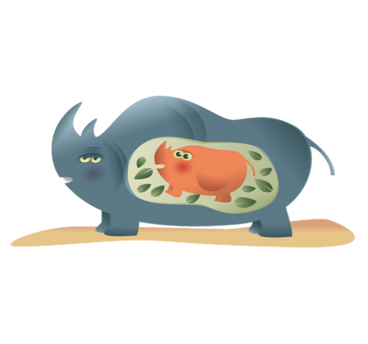 Tappeto vinile animali madre rinoceronte incinta - TenStickers