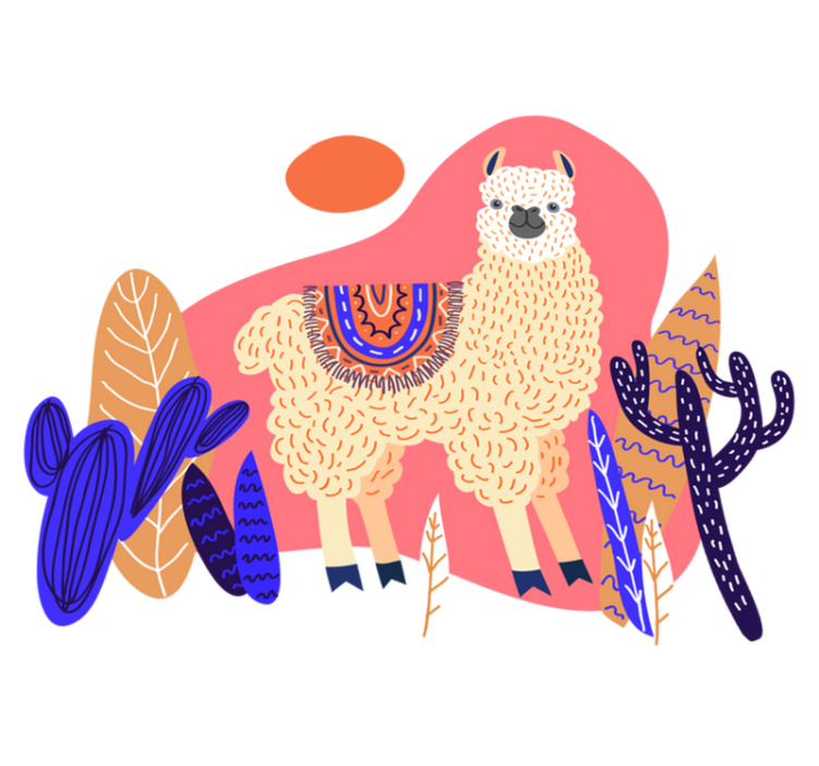 Tappeto vinile animali lama peruviano e cactus - TenStickers