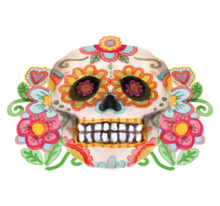 Tappeto vinile halloween teschio floreale acquerellato - TenStickers