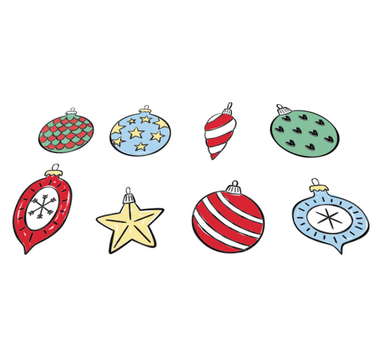 Tappeto vinile natale set di palline di natale vintage - TenStickers