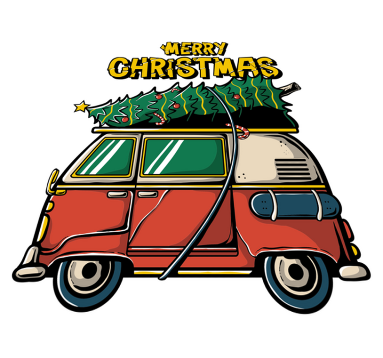 Tappeto vinile natale auto di babbo natale - TenStickers