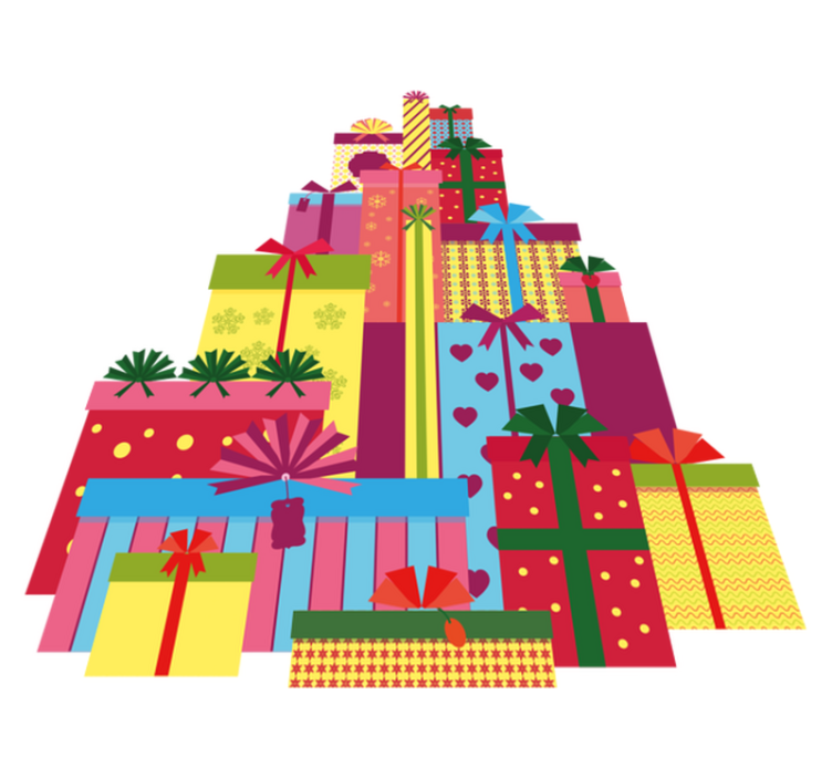 Tappeto vinile natale grande mucchio di scatole regalo - TenStickers