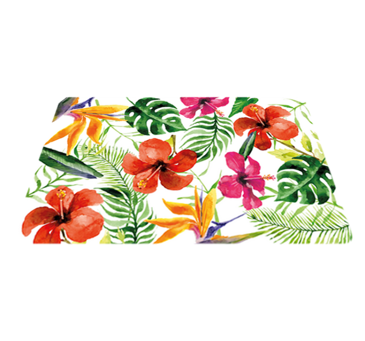 Tappeto vinile fiori monstera colorata - TenStickers