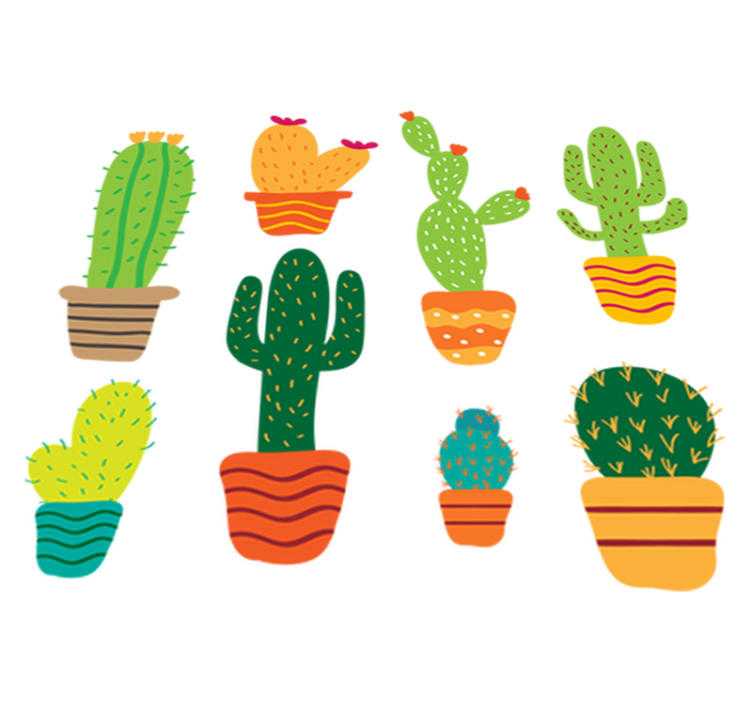 Tappeto vinile fiori pacchetto cactus colorati - TenStickers