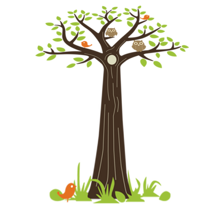 Tappeto vinile fiori gufi e alberi - TenStickers