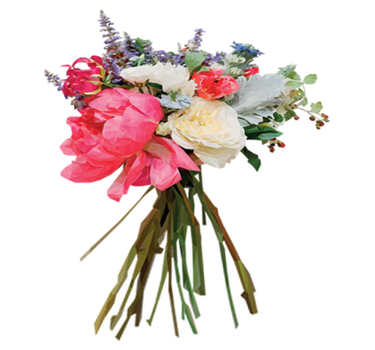 Tappeto vinile fiori bouquet geometrico - TenStickers