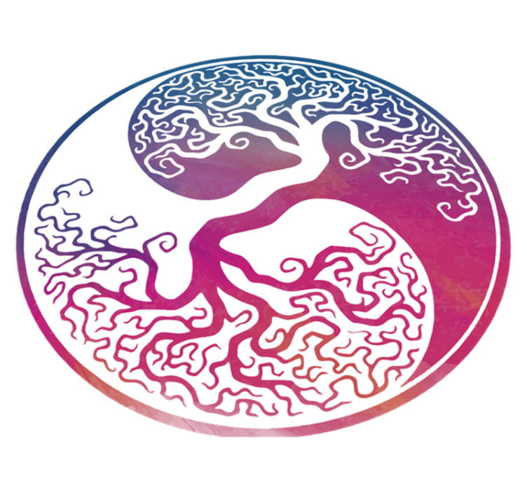 Tappeto vinile fiori albero della vita yin yang - TenStickers