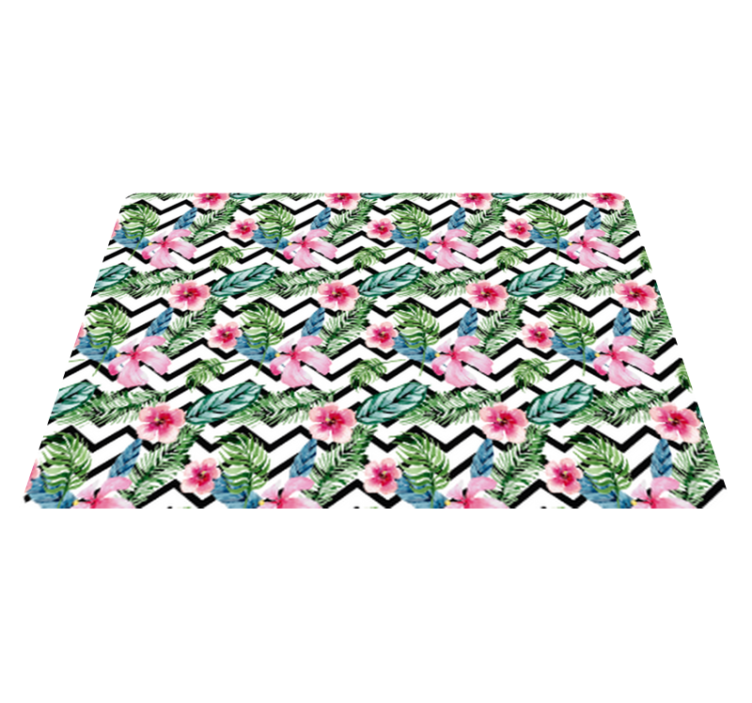Tappeto vinile fiori zigzag tropicale verde - TenStickers