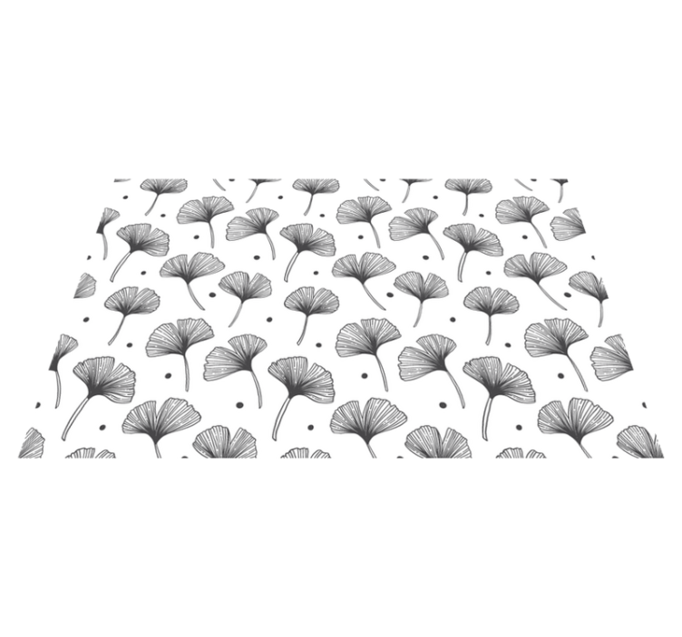 Tappeto vinile fiori foglie di ginkgo su bianco - TenStickers