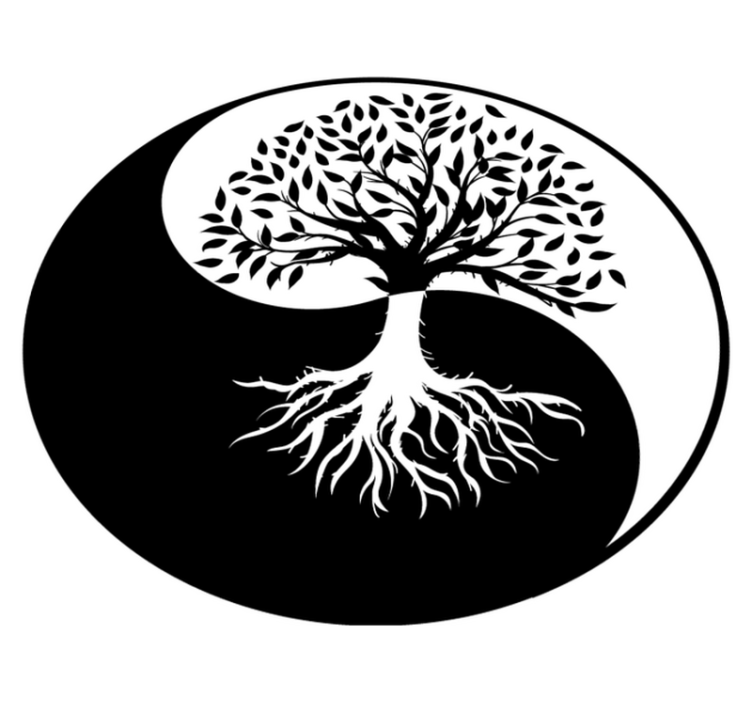 Tappeto vinile fiori albero della vita yin e yang - TenStickers