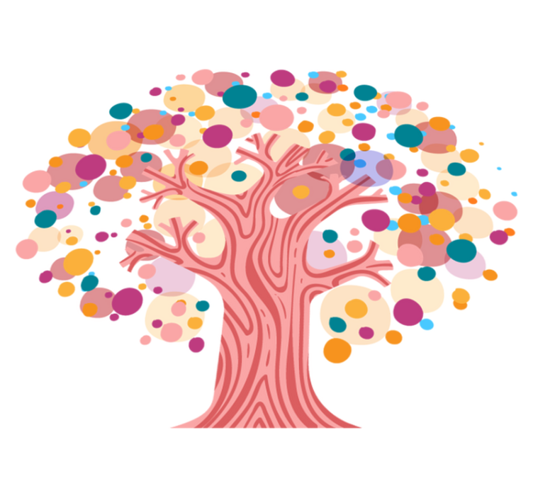Tappeto vinile fiori silhouette albero colorato - TenStickers