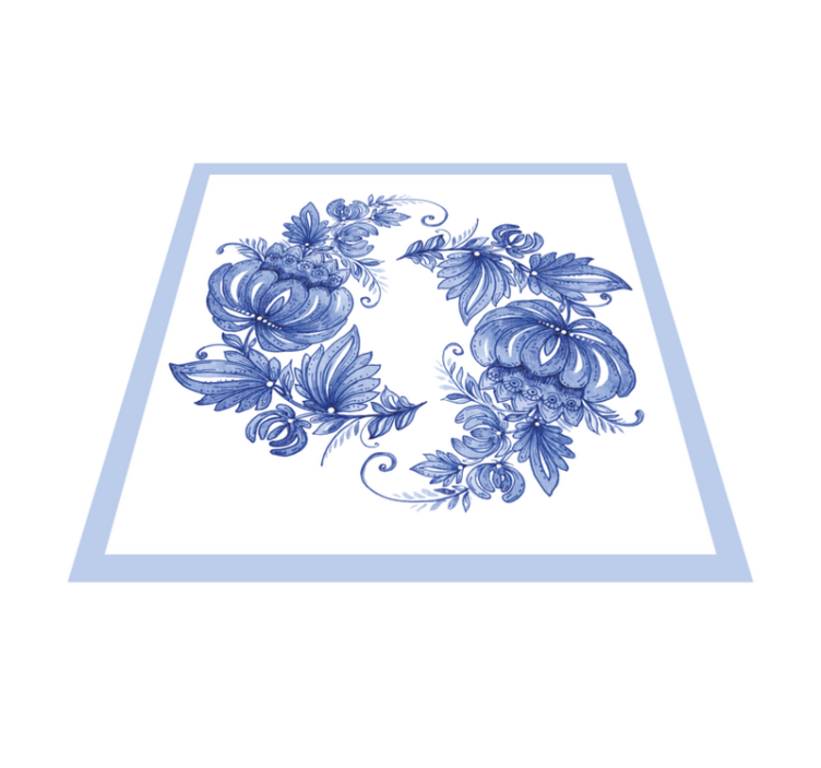 Tappeto vinile fiori design blu floreale - TenStickers
