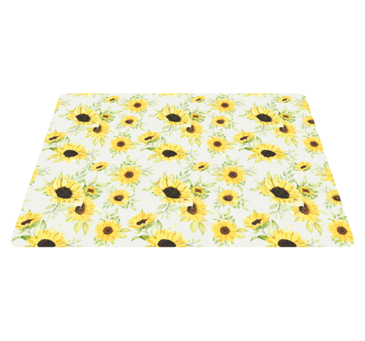 Tappeto vinile fiori motivo girasole acquerello - TenStickers