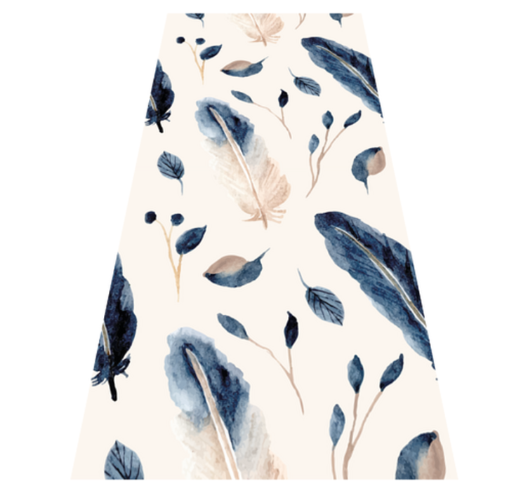 Tappeto vinile fiori foglie e piume volanti - TenStickers