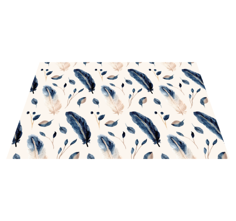 Tappeto vinile fiori foglie e piume volanti - TenStickers