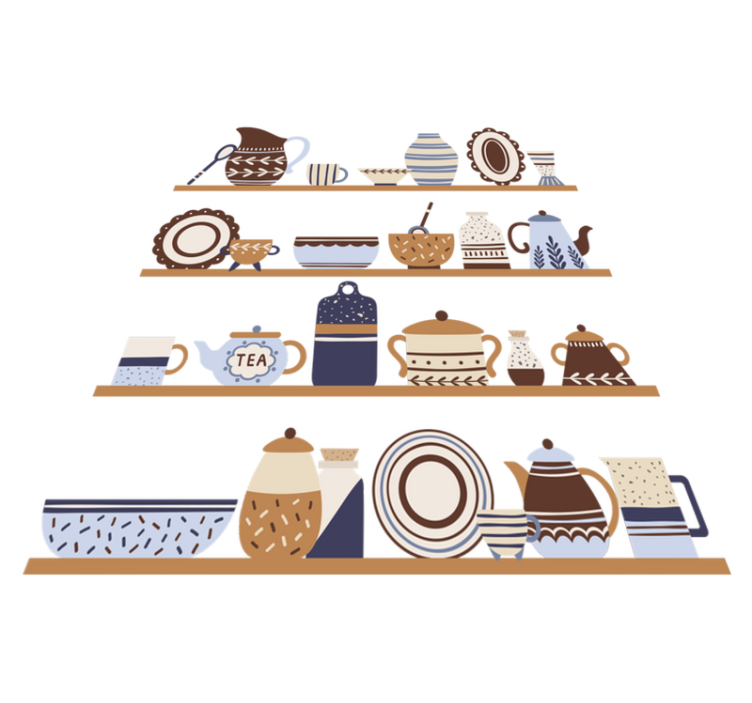 Tappeto pvc cucina con scaffali per stoviglie - TenStickers