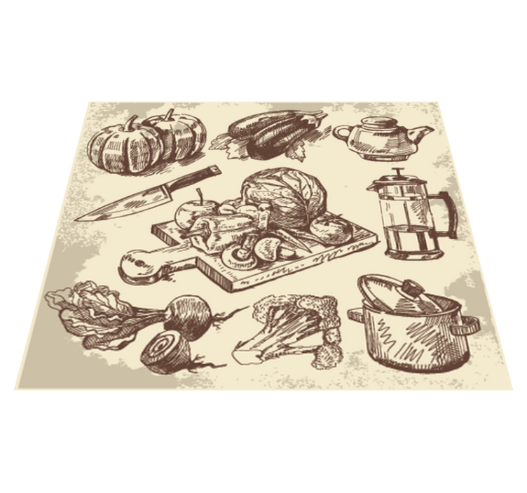 Tappeto pvc cucina illustrazione vintage - TenStickers