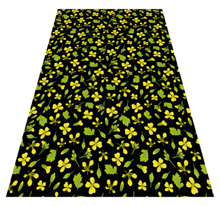 Tappeto vinile fiori sfondo nero con giallo - TenStickers