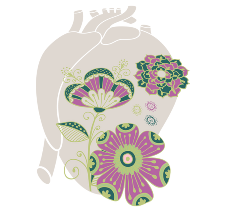 Tappeto vinile fiori cuore anatomico con fiori rossi - TenStickers