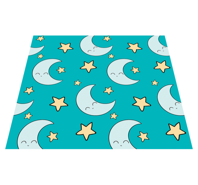 Tappetto vinile stelle lune felici blu - TenStickers