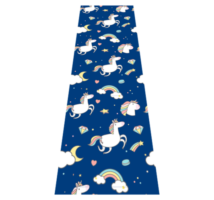 Tappetto vinile stelle unicorni e arcobaleni - TenStickers