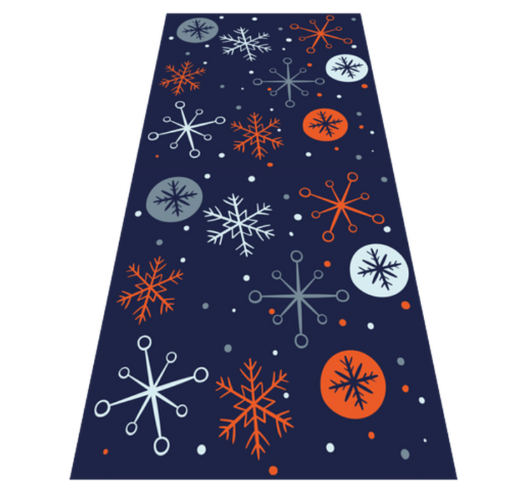 Tappeto vinile natale fiocchi di neve blu e arancioni - TenStickers