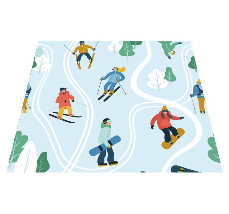 Tappeto vinile camera da letto design sci blu - TenStickers