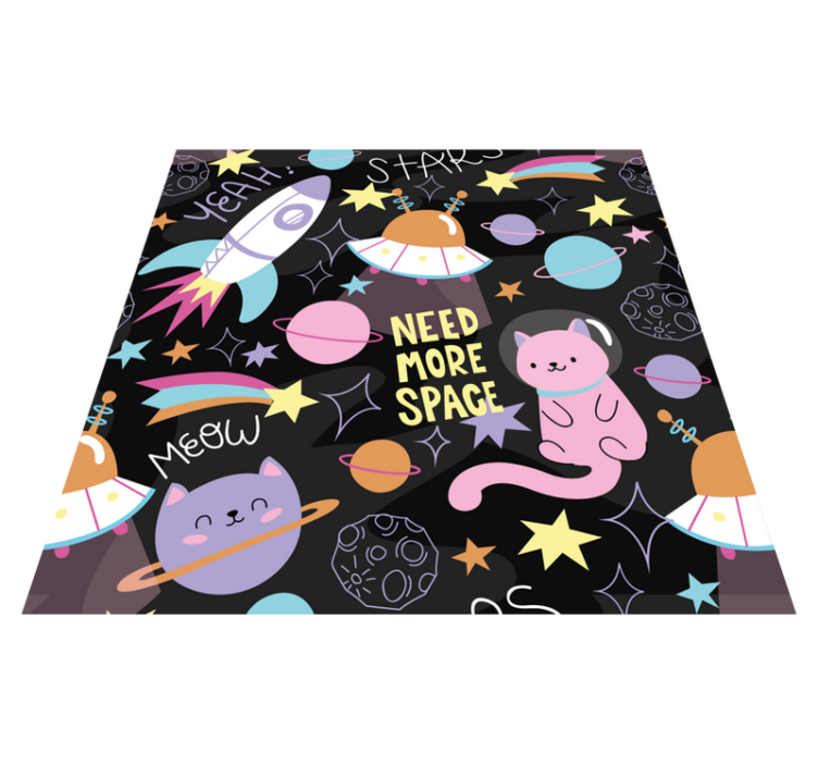 Tappeto vinile per bambini gatti nello spazio - TenStickers