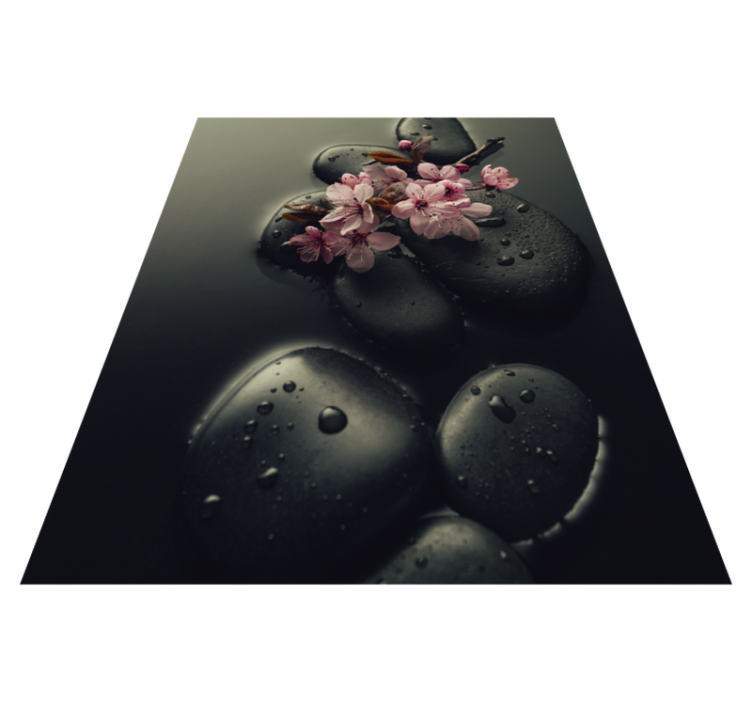 Tappeto vinile natura ambiente zen con pietra per bagno - TenStickers