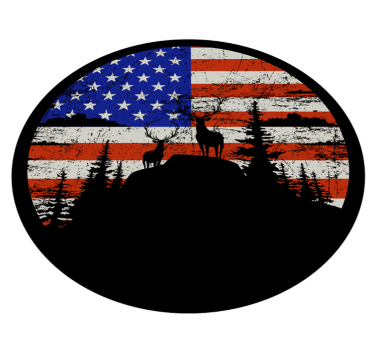 Tappeto vinile natura silhouette montagna bandiera americana - TenStickers