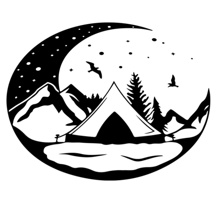 Tappeto vinile natura montagne e luna notte - TenStickers