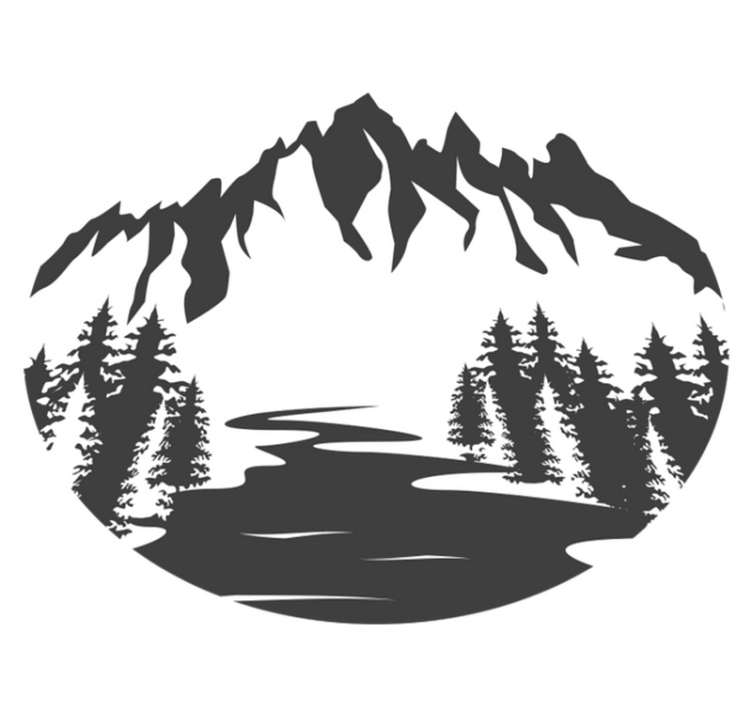 Tappeto vinile natura silhouette paesaggio montano - TenStickers