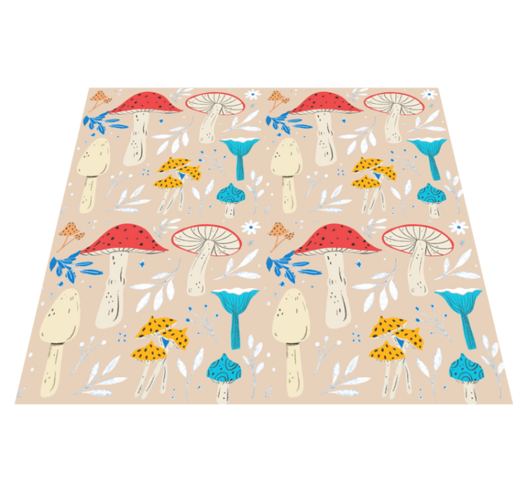 Tappeto vinile fiori funghi classici sfondo beige - TenStickers