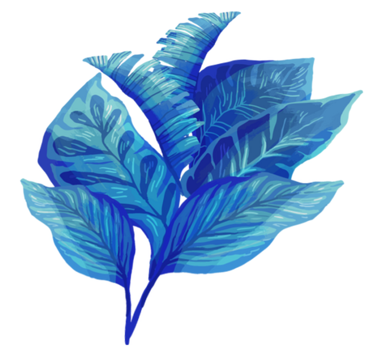 Tappeto vinile fiori disposizione foglie blu - TenStickers