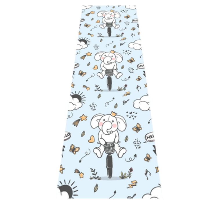 Tappeto vinile camera da letto motivo elefante in bicicletta - TenStickers