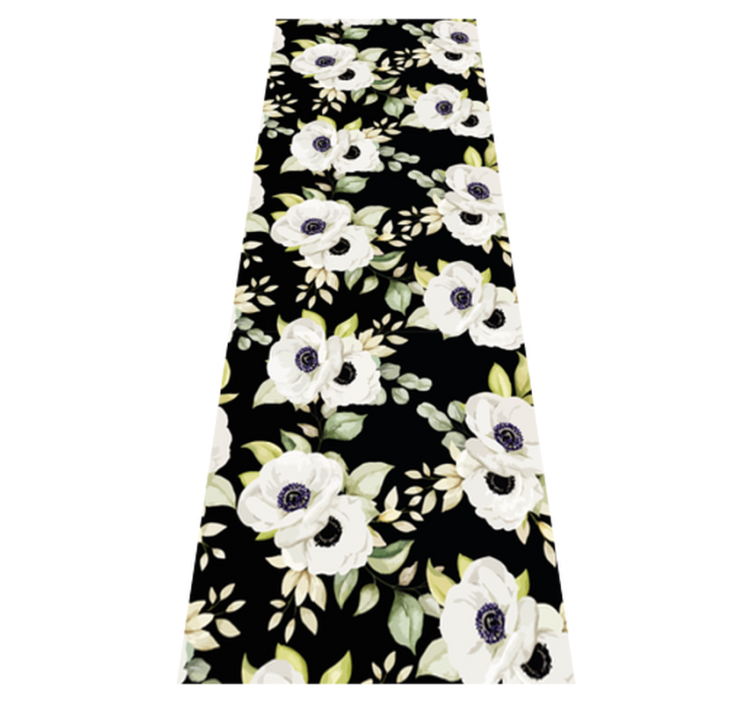 Tappeto vinile camera da letto motivo rose bianche e nere - TenStickers