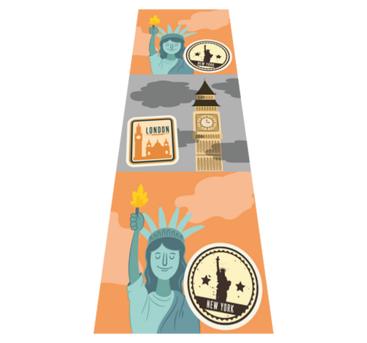 Tappeto vinile camera da letto collage nyc e londra - TenStickers